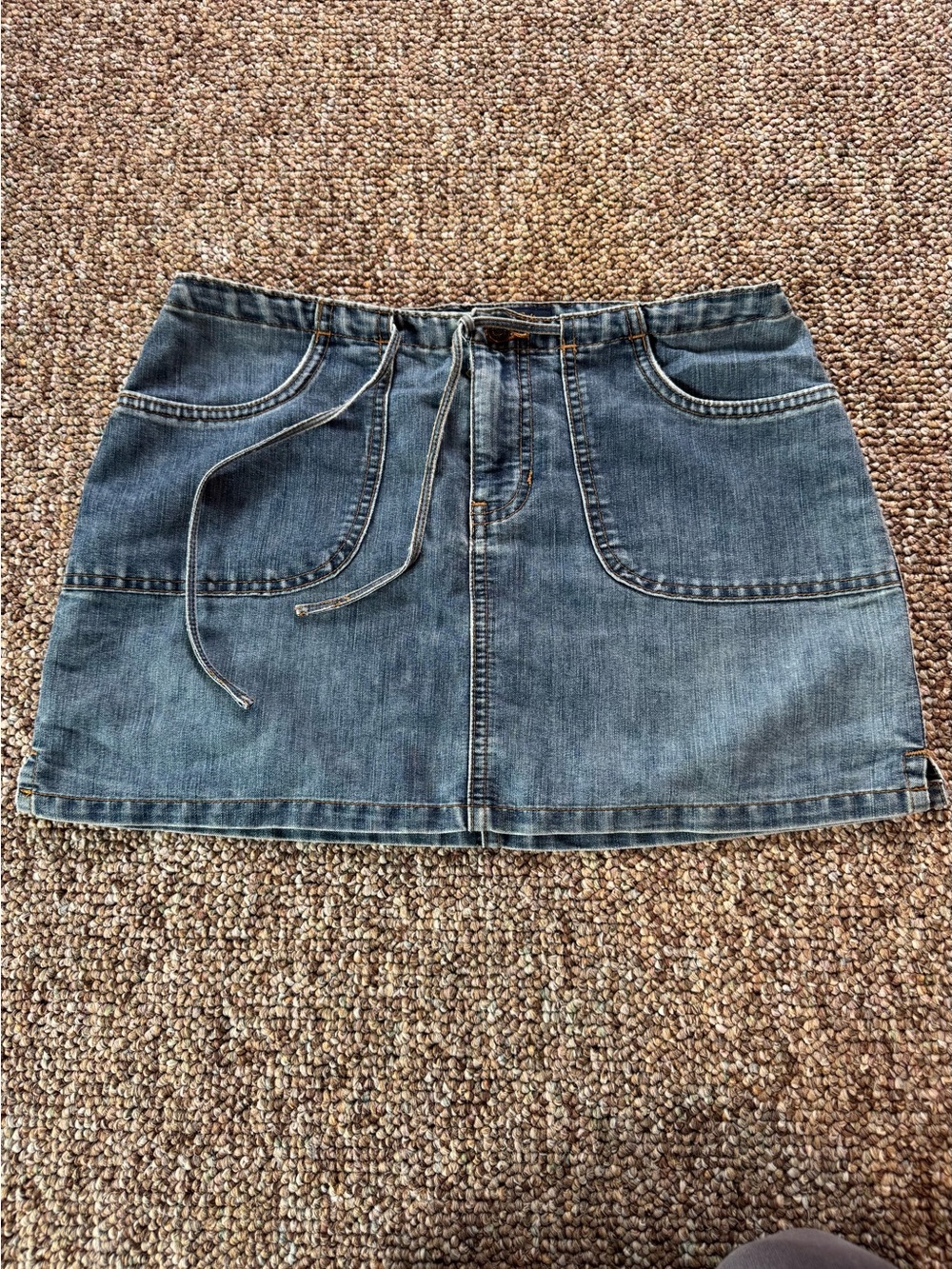 Abercrombie & Fitch Indigo Denim Mini Skirt with Tie Waist